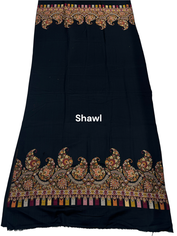 3-Piece Kani Woolen unstitched suit - Black