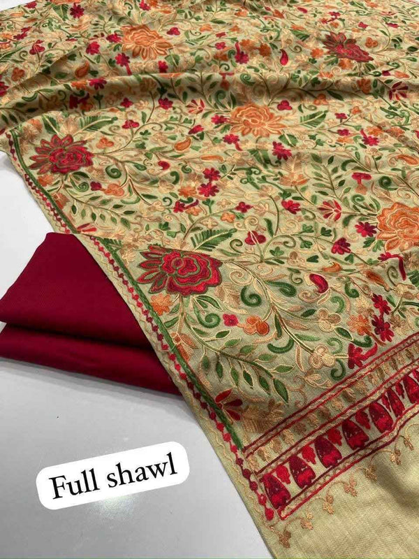 Marina Plain Suit with 2.75 Yard Woolen Shawl