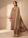 3-Piece Kani Woolen unstitched Suit - Camel