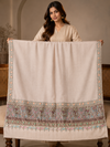 Pure Pashmina Hand-Embroidered Sozni Border with Tilla work Shawl