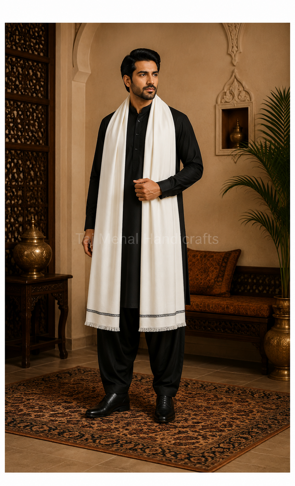 Men’s Pashmina shawls - 90 count white
