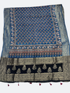 Artisan Ajrakh Dola Silk Dupatta – Traditional Hand Block Craft