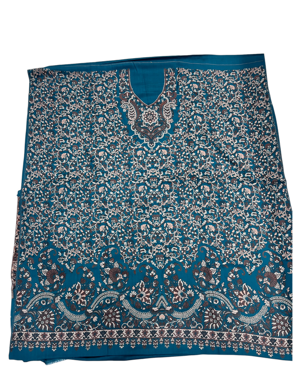 3-Piece Kani Woolen unstitched Suit - Teal