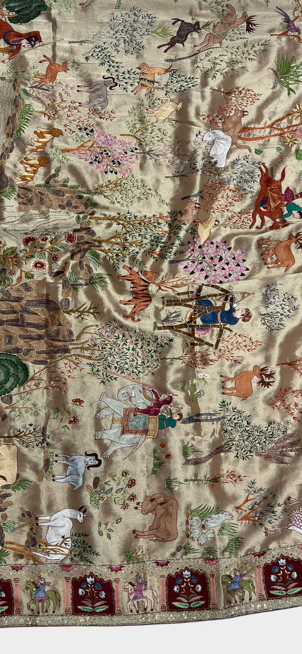Kalamkari Shikargah Shawls | Exclusive Hand-made Silk-Lama