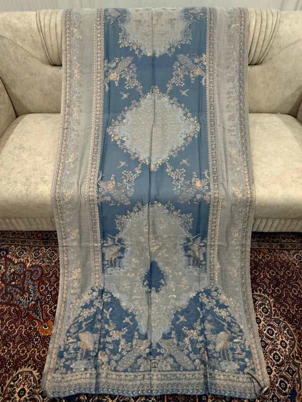 Premium 3-Piece Unstitched Indian Kani Silk Set