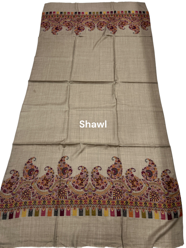 3-Piece Kani Woolen unstitched Suit - Camel