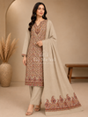 3-Piece Kani Woolen unstitched Suit - Skin