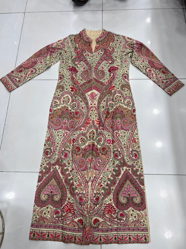 Women’s Handmade Kilimkari Long Coat – Traditional Kashmiri Artisan Design