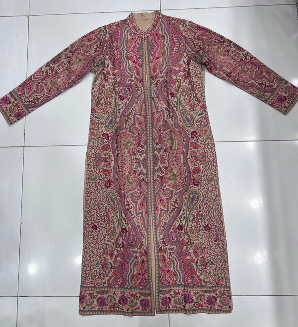 Women’s Handmade Kilimkari Long Coat – Traditional Kashmiri Artisan Design