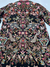 Handmade Kashmiri Kilimkari Coat – Black Multicolor Floral & Bird Embroidery
