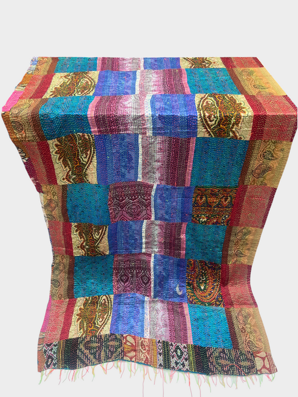 Hand Work Silk Kantha Stitch Stole - 01