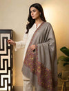 Women pure pashmina hand embroidered Sozni border with exquisite Pula work