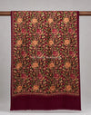 Multicolor Aari Embroidered Maroon Kashmiri Wool Shawl