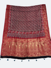Handcrafted Ajrakh Dola Silk Dupatta – Natural Dye & Zari Detail