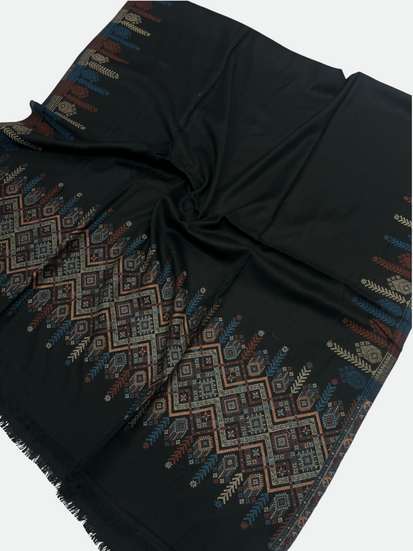 Woolen Swati Cross-Stitch Border Shawl
