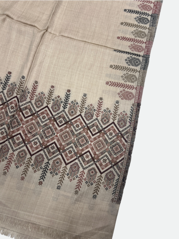 Woolen Swati Cross-Stitch Border Shawl - 03