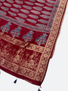 Luxury Dola Silk Ajrakh Dupatta – Traditional Hand Block Print