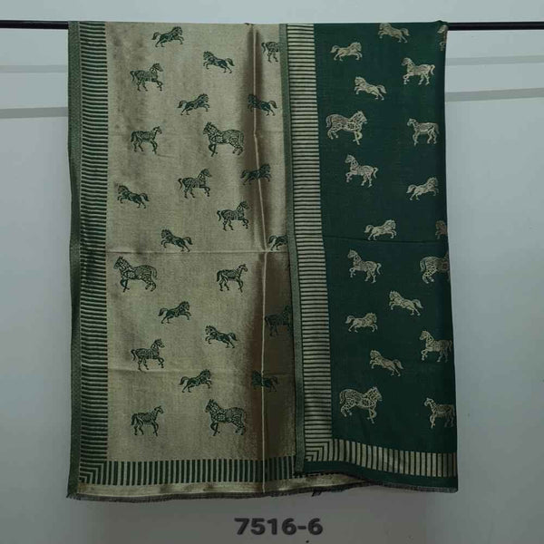 Twinlight reversible horse moonlight design shawl - Green