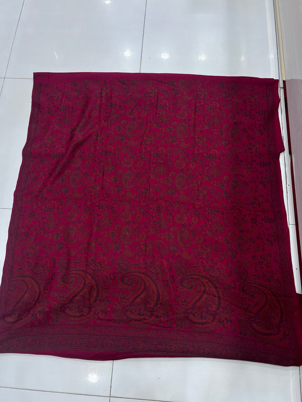 3-Piece Kani Woolen unstitched Suit - Maroon MonaLisa