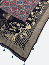 AJRAKH PRINT DOLA SILK ZARI WEAVING DUPATTA -Taj Mehal handicrafts (Copy 14)