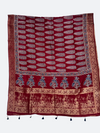 Luxury Dola Silk Ajrakh Dupatta – Traditional Hand Block Print