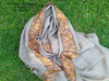 Un Dyed Taupe Border Embroidery Cashmere Shawl