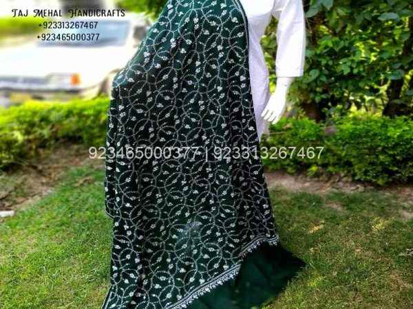 Dark Green Colour with Sozni Allover Designer Jaal
