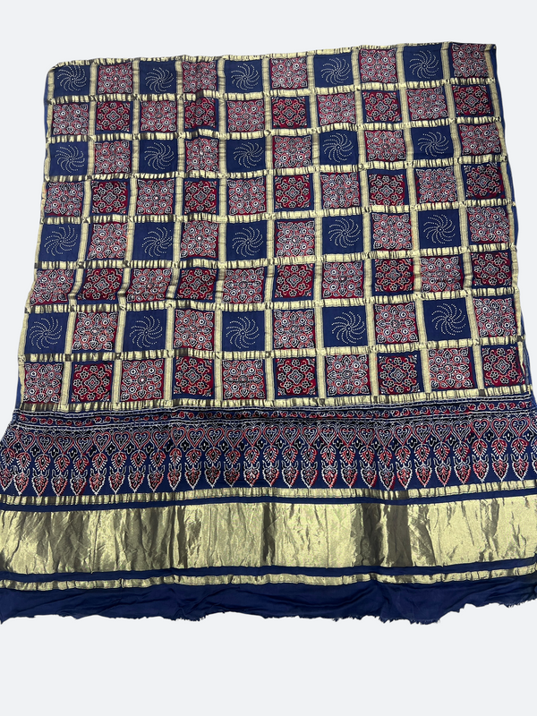 Traditional Ajrakh Design Patalo Gajji Silk Duppata