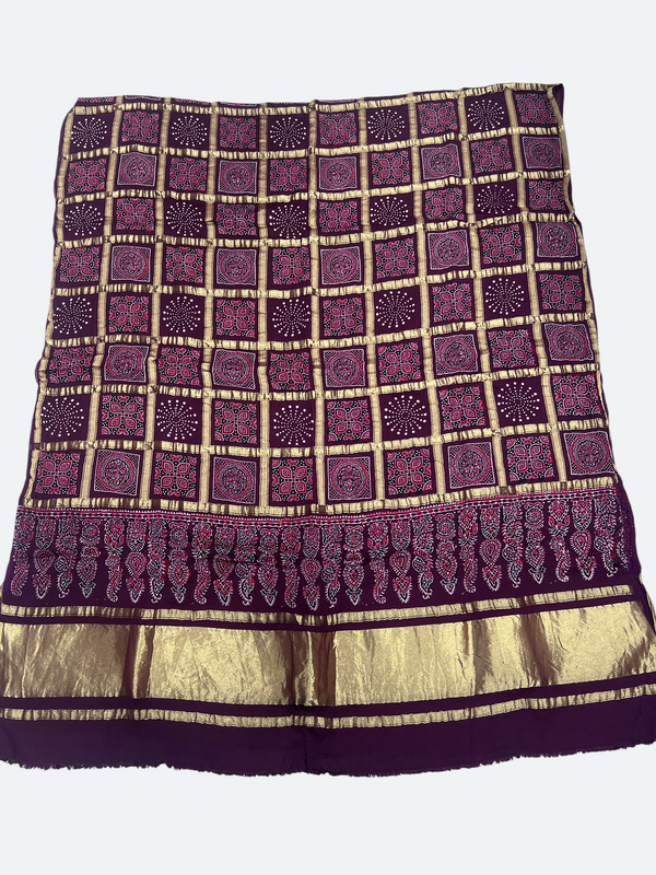 Traditional Ajrakh Design Patalo Gajji Silk Duppata