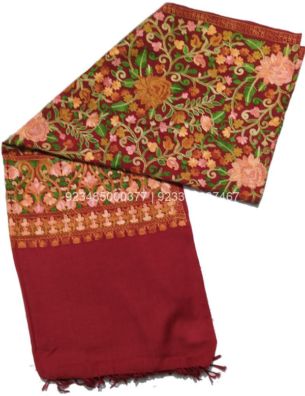 Maroon Aari Work Jama with Multicolor Embroidery