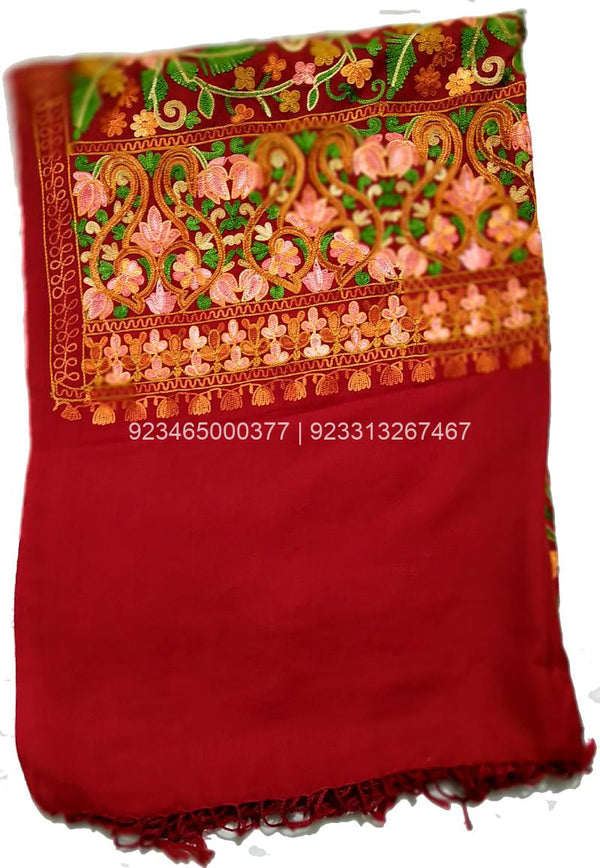 Maroon Aari Work Jama with Multicolor Embroidery
