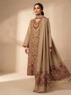 3-Piece Kani Woolen unstitched Suit - Camel