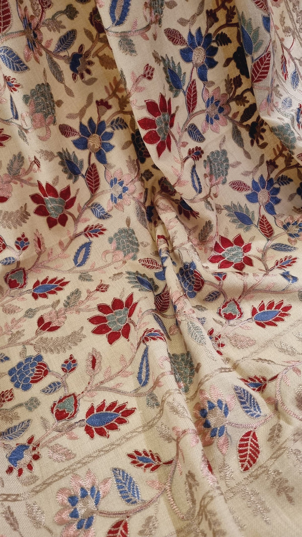 Multi Nalki Work Embroidered Pashmina Shawl