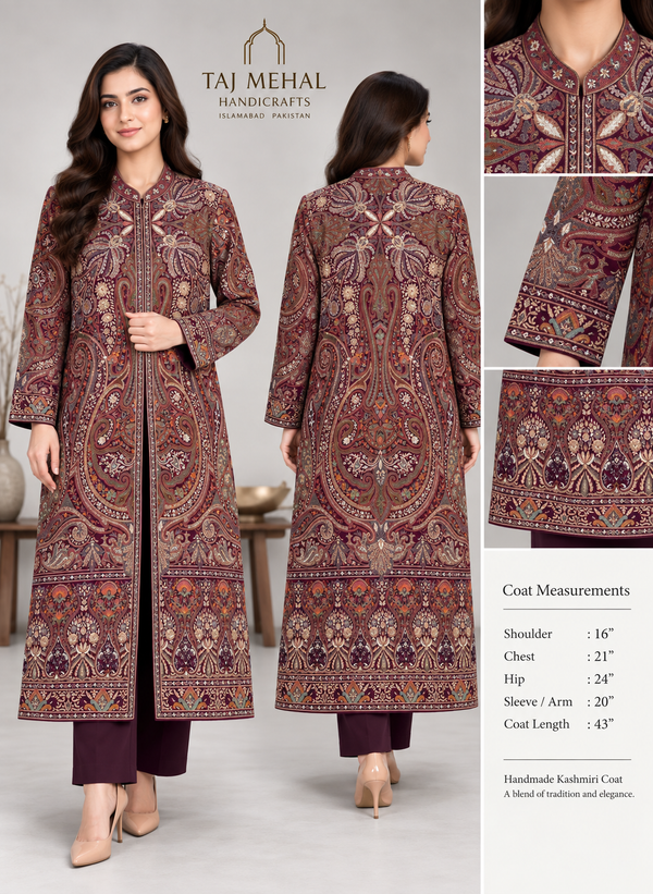 Handmade Kilimkari with Tilla Work Coat