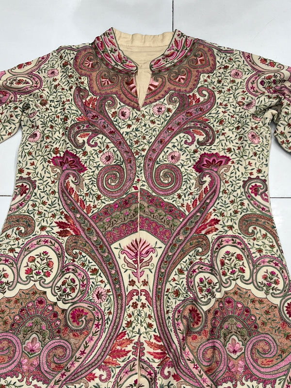 Women’s Handmade Kilimkari Long Coat – Traditional Kashmiri Artisan Design
