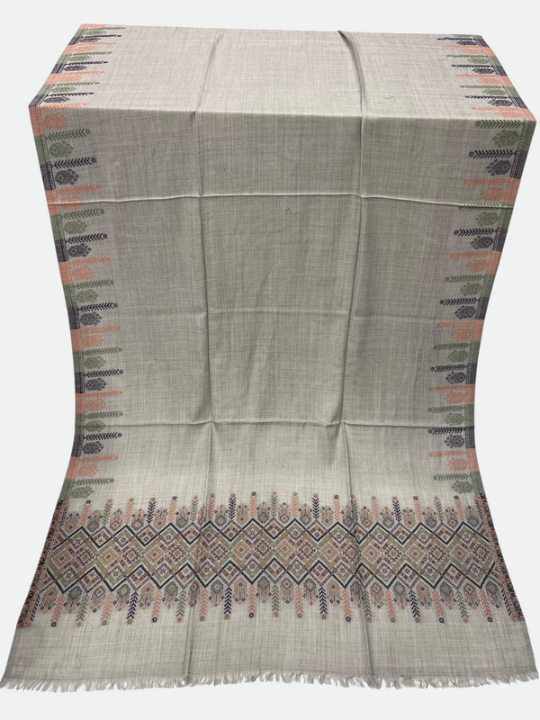 Woolen Swati Cross-Stitch Border Shawl - 02