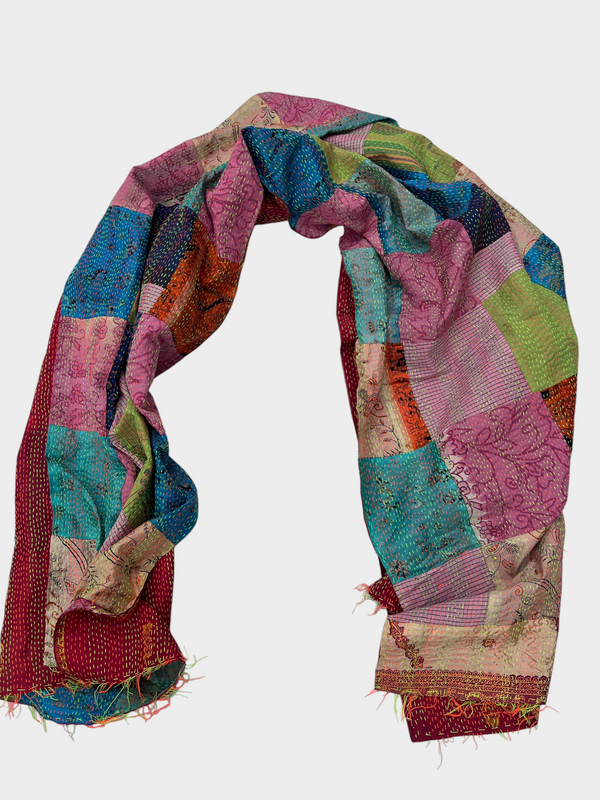 Hand Work Silk Kantha Stitch Stole - 02