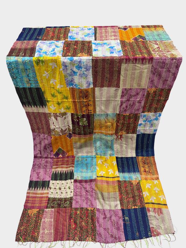 Hand Work Silk Kantha Stitch Stole - 06