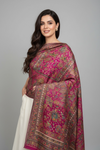 Royal Pink Shikargah Banjara Silk Wedding Shawl (3-Meter Grand Size)