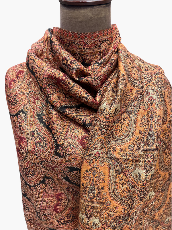Sunday Monday kani Moonlight Shawl Black with Rust