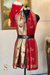 Twinlight reversible horse moonlight design shawl - Red