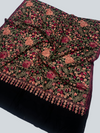 Multicolor Aari Embroidered Black Kashmiri Wool Shawl