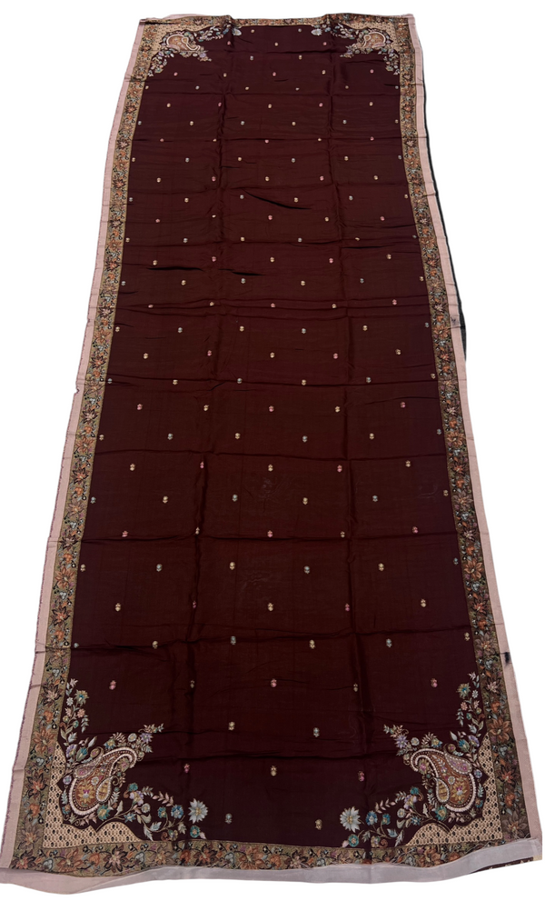 Buble Pink with brown Maharani Unstitched Suits