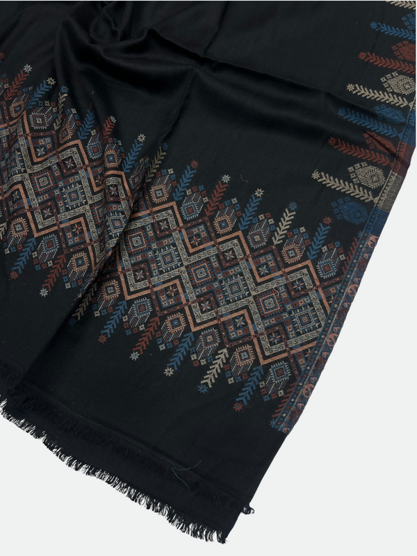 Woolen Swati Cross-Stitch Border Shawl
