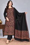 Black MonaLisa 3-piece Kani woolen unstitched suit for women – Taj Mehal Handicrafts