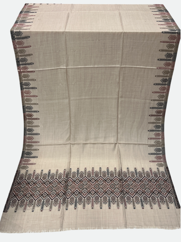 Woolen Swati Cross-Stitch Border Shawl - 03