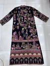 One-of-a-Kind Handmade Kashmiri Shikargah Coat – Black Multicolor Floral Embroidery