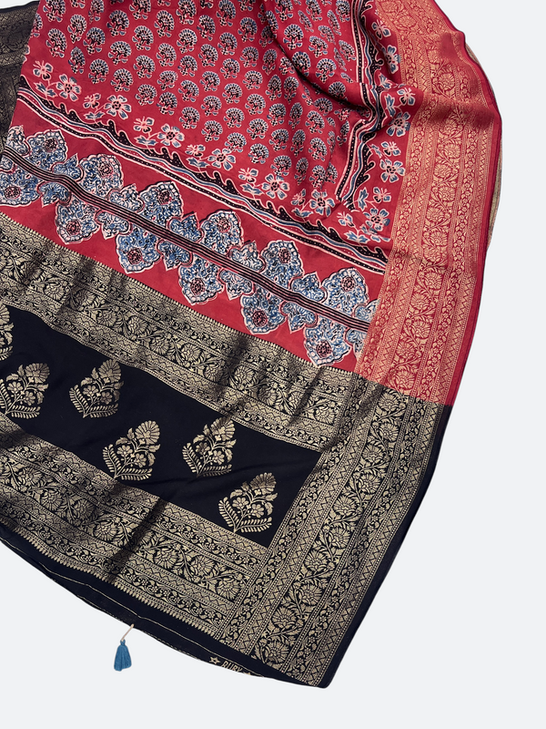 Traditional Ajrakh Design Patalo Gajji Silk Dupatta