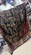 Maharani Kani Meenakari Shawl – Black & Maroon | 3 Yards