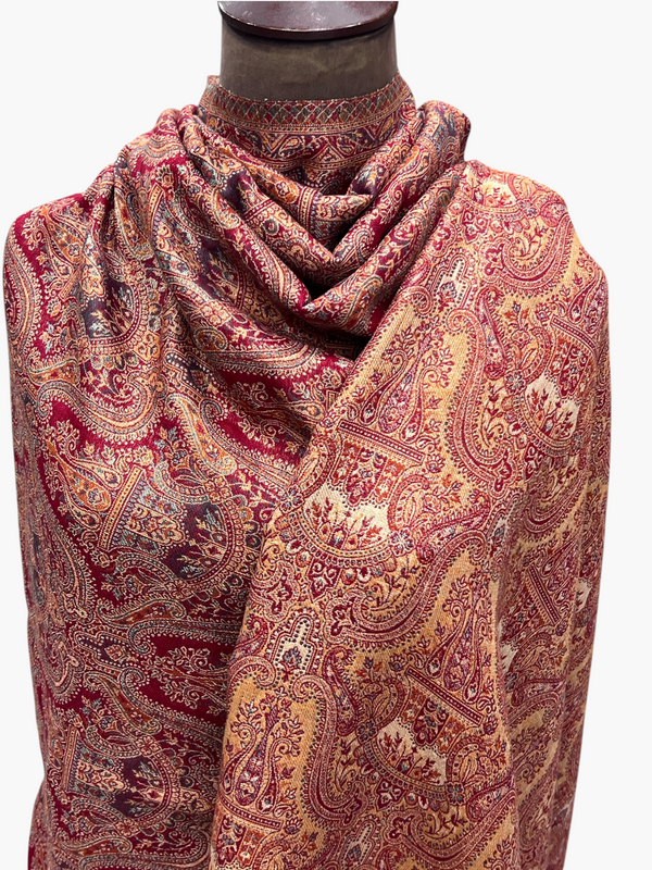 Sunday Monday kani monlight shawl Maroon with Gold